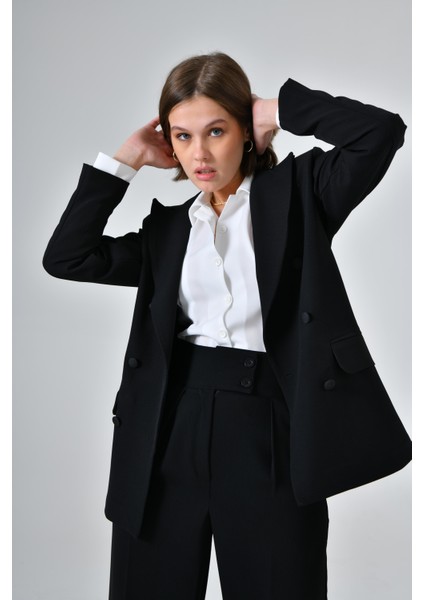 Siyah Cep Detaylı Business Blazer Ceket modelleri