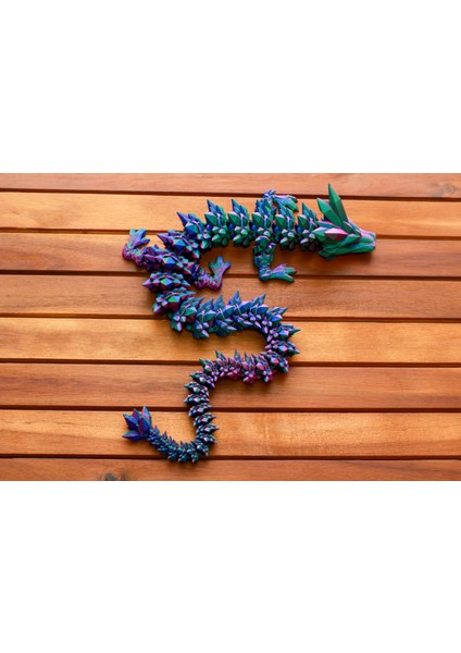 3 Boyutlu Renk Geçişli Kristal Ejderha Figürü(61,5cm)