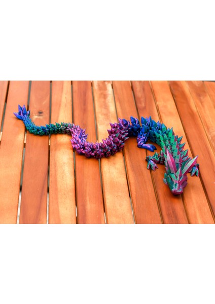 3 Boyutlu Renk Geçişli Kristal Ejderha Figürü(61,5cm)
