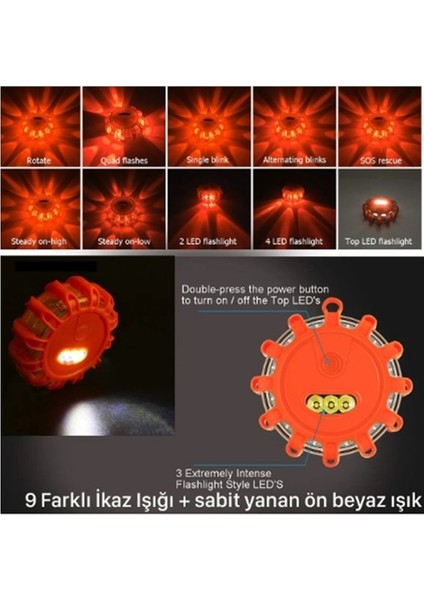 Araç Iş Makinesi Kamyon Acil Durum Ikaz Lambası +Fener Özelliği Su Geçimez - Güçlü Mıknatıslı fiyatları
