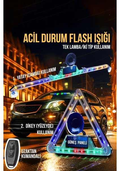 Reflektör Tüm Araçlar Için Acil Durum 11 Farklı Çakar LED Deseni USB + Güneş Enerjili ve Kumandalı fiyatları