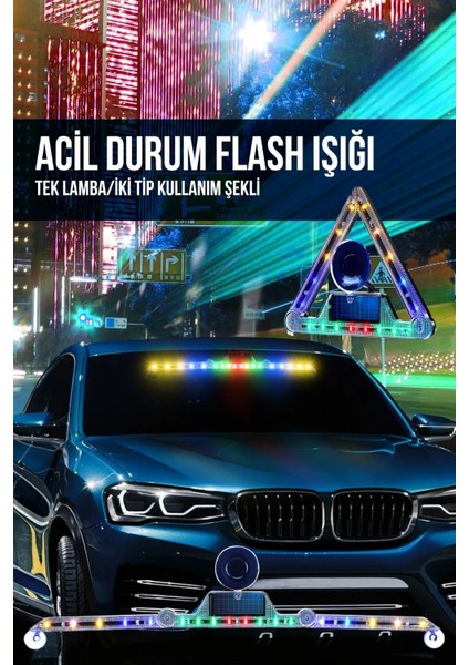 Reflektör Tüm Araçlar Için Acil Durum 11 Farklı Çakar LED Deseni USB + Güneş Enerjili ve Kumandalı modelleri