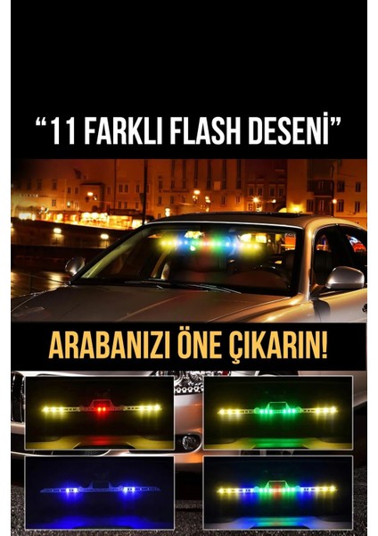 Reflektör Tüm Araçlar Için Acil Durum 11 Farklı Çakar LED Deseni USB + Güneş Enerjili ve Kumandalı indirimleri