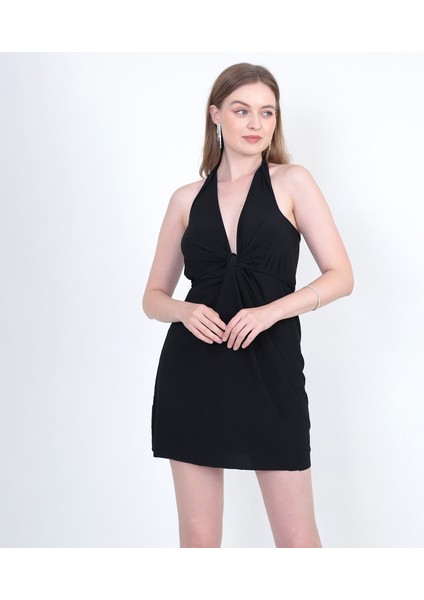 Fonksiyonel Bağlamalı Siyah Gündüz ve Gece Kullanım Elbise Summer Dress