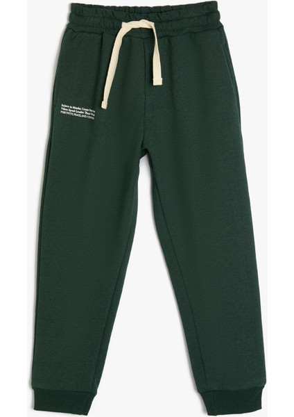 Jogger Eşofman Altı Beli Lastikli Baskı Detaylı Cepli