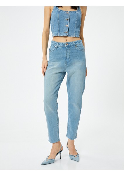 Yüksek Bel Kot Pantolon Rahat Kesim Hafif Dar Paça - Mom Slim Jeans modelleri