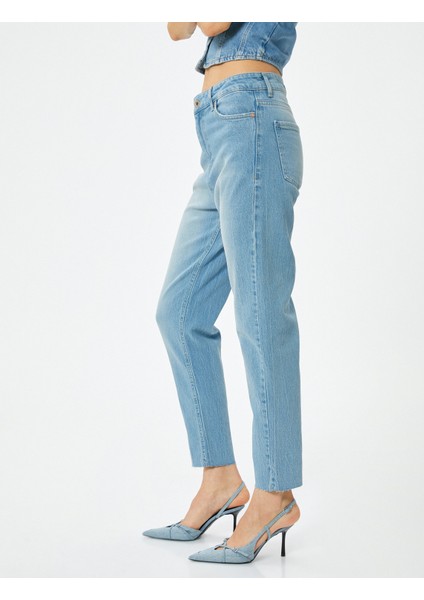 Yüksek Bel Kot Pantolon Rahat Kesim Hafif Dar Paça - Mom Slim Jeans indirimleri