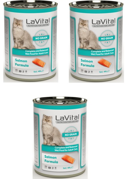 La Vital Tahılsız Somonlu Kedi Konservesi 400 Gr. x 3 Adet