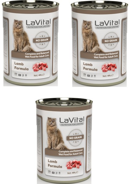 La Vital Tahılsız Kuzu Etli Kedi Konservesi 400 Gr. x 3 Adet