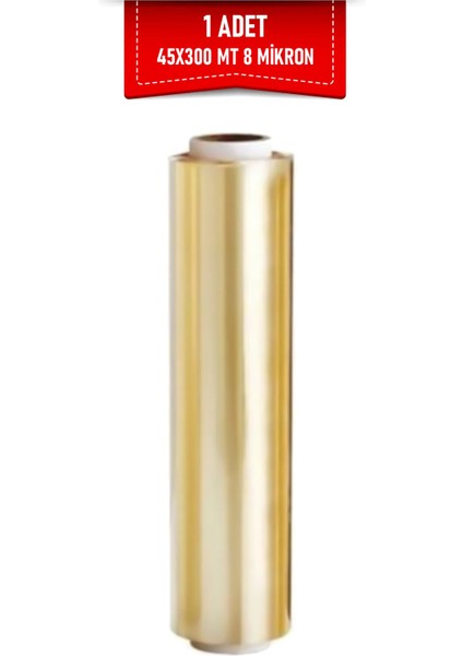 Sarı Gıda Streç 45 cm 300 mt(Net) 8 Mic 1 Adet Dayanıklı Steril Esnek Mutfak, Temizlik, Gıda Ambalajı, Iş Streç