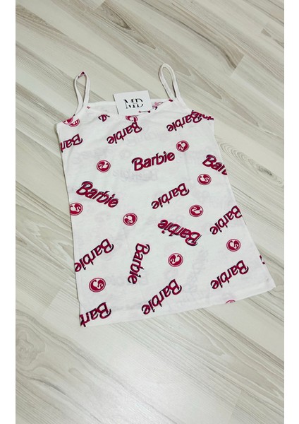 Ip Askılı Barbie Yazılı Pijama Takımı