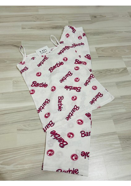 Ip Askılı Barbie Yazılı Pijama Takımı