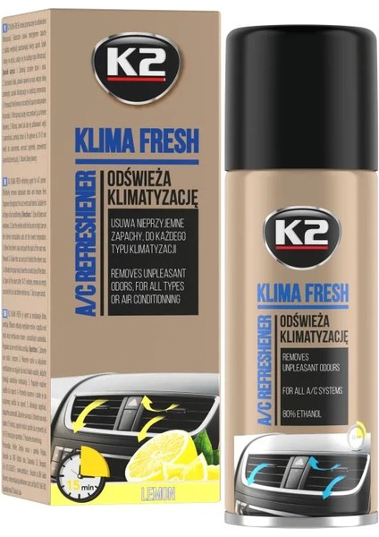 K2 Klıma Fresh Lemon(Limon Aromalı) Klima Koku Giderici 150 ml
