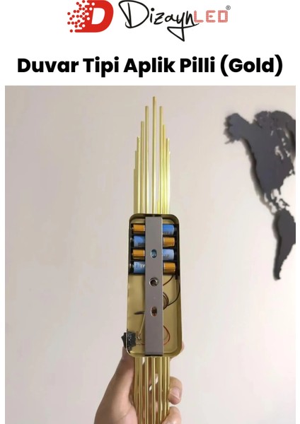 Gold Pilli Duvar Aplik Aydınlatma Siyah LED Duvar Lambası