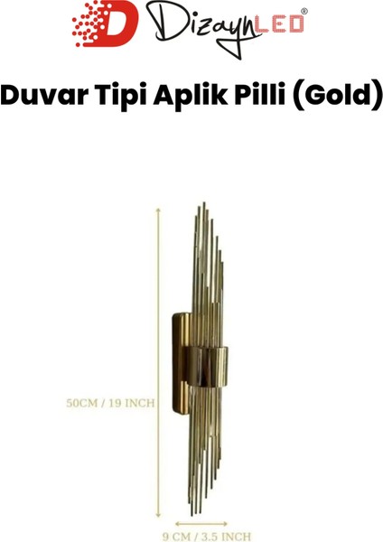 Gold Pilli Duvar Aplik Aydınlatma Siyah LED Duvar Lambası