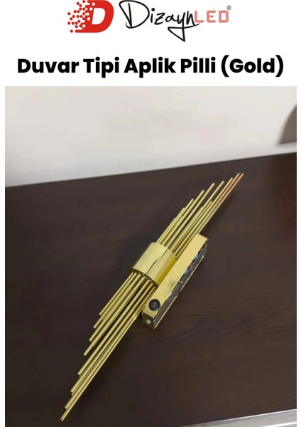 Gold Pilli Duvar Aplik Aydınlatma Siyah LED Duvar Lambası