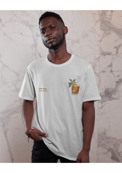 Old Fashioned Kokteyl Tasarım Relaxed Fit Erkek Önü Baskılı Tişört fırsatları
