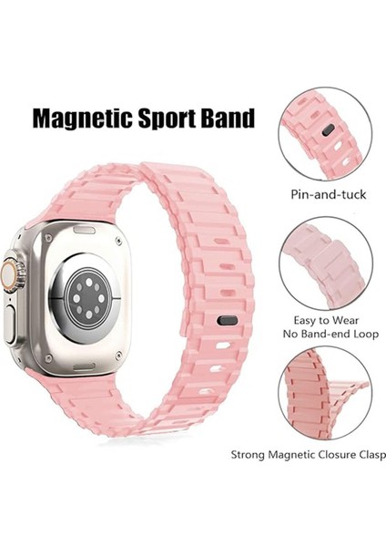 Apple Watch Uyumlu 42 44 45 49MM Uyumlu Mıknatıslı Ultra Sağlam Silikon Kordon