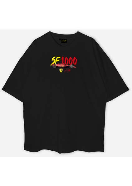 Formula 1 SF100 Ferrari Ön Baskılı Oversize Unisex T-Shirt