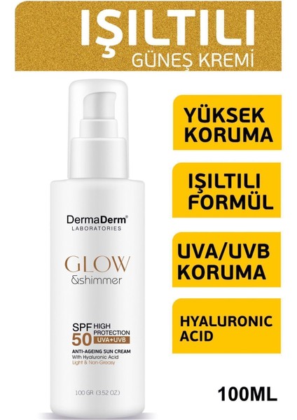 Glow Yüz ve Vücut İçin Işıltılı Simli Güneş Kremi Spf 50 Uva/uvb