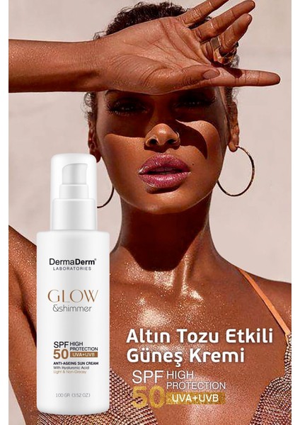 Glow Yüz ve Vücut İçin Işıltılı Simli Güneş Kremi Spf 50 Uva/uvb