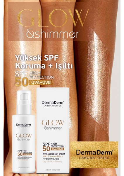 Glow Yüz ve Vücut İçin Işıltılı Simli Güneş Kremi Spf 50 Uva/uvb