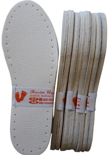 5 Çift Patik Tabanı Beyaz Üç Katmanlı Özel Üretim (5 Çift Paket) (Suni Deri Eva Keçe)