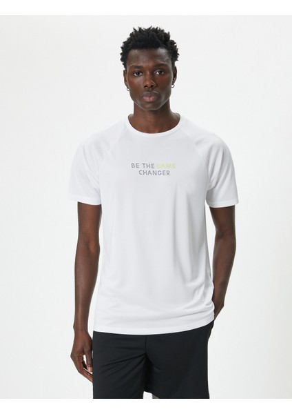 Spor T-Shirt Slogan Baskılı Kısa Kollu Bisiklet Yaka modelleri
