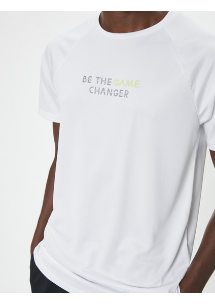 Spor T-Shirt Slogan Baskılı Kısa Kollu Bisiklet Yaka indirimleri