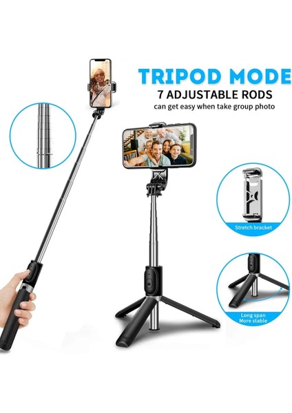 Tripod Selfie Kablosuz Uzaktan Kumanda, Mini Uzatılabilir 4 In 1 SELFİE-360 ° Rotasyon