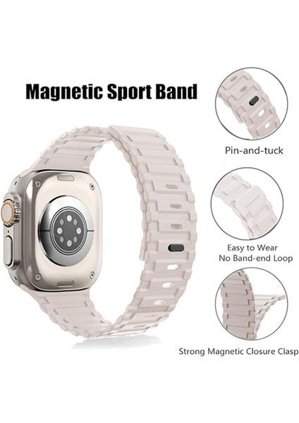 Apple Watch Uyumlu 42 44 45 49MM Uyumlu Mıknatıslı Ultra Sağlam Silikon Kordon