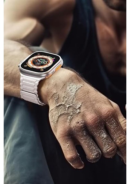 Apple Watch Uyumlu 42 44 45 49MM Uyumlu Mıknatıslı Ultra Sağlam Silikon Kordon