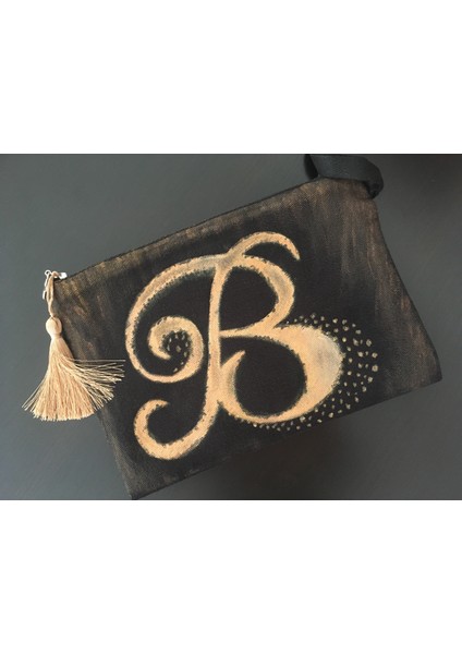 Kişiye Özel Tasarım - Harf Tasarım Clutch/Cüzdan/Makyaj Çantası/Çantaiçi Düzenleyici