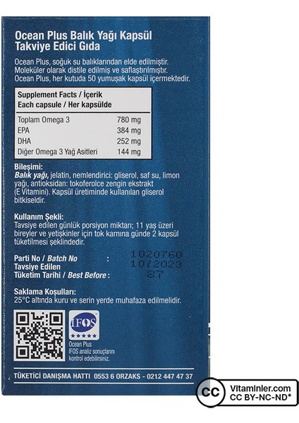 Ocean Plus 1200 Mg Omega-3 Balık Yağı 50 Kapsül