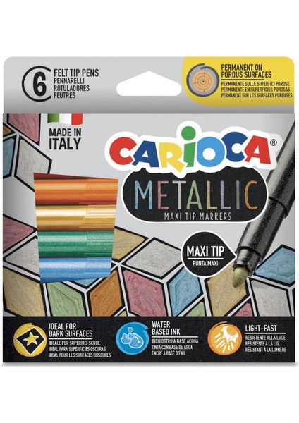 Metalik Jumbo 6'lı Keçeli Kalem