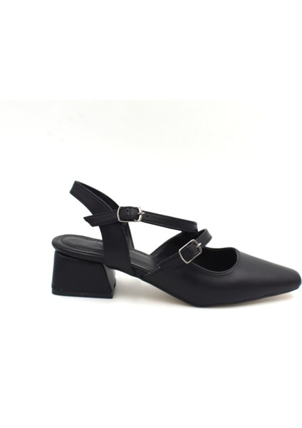 (Wiesse) Kapalı Burun Çift Tokalı Alçak Topuk Kadın Ayakkabı Siyah fırsatları