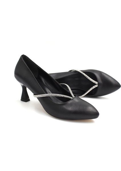 (Ayem) Taş Biye Detaylı Topuklu Kadın Ayakkabı Siyah fiyatları