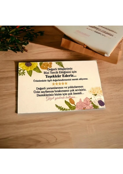 Butik Sosyetik E-Ticaret Teşekkür Kartı Çiçekli 5x8 cm 100 Adet