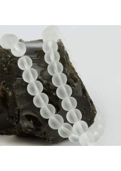 8 mm Buzlu Kuvars Görünümlü Cam Taşı