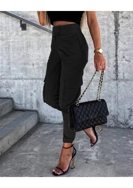 Kadın Bel Düğme Detaylı Paça Lastikli Kargo Pantolon fiyatları
