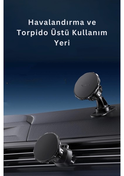 CC153 2in1 Izgara Klipsli ve Yapışkanlı 360 Derece Ayarlanabilir Manyetik Magsafe Araç Tutucu