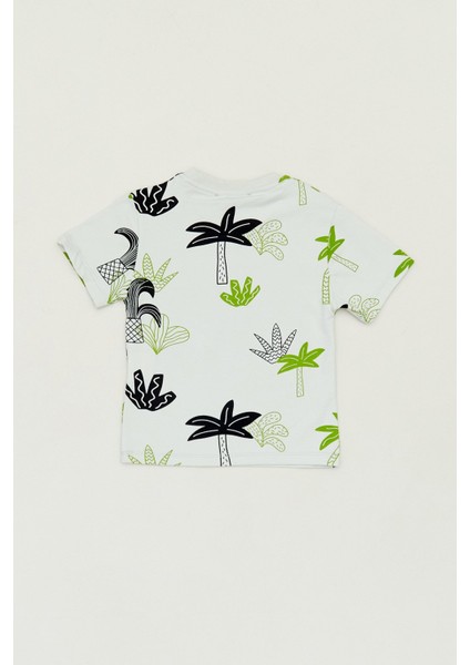 Palmiye Baskılı Bisiklet Yaka Erkek Çocuk Tişört fiyatları