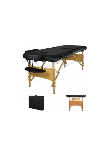 Çanta Tipi Masaj Masası Ahşap Siyah