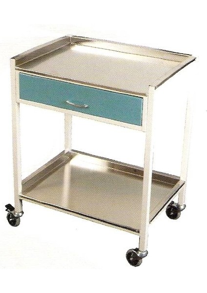 Alt Üst Paslanmaz Tek Çekmeceli Cihaz Masası