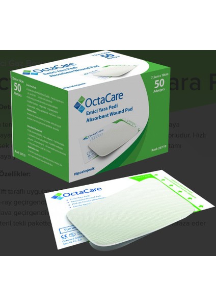 Octacare Emici Yara Pedi 7,5 cm x 10 cm 50 Adet