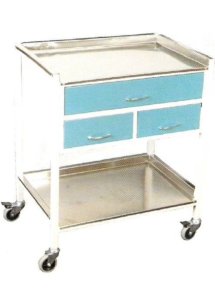 Alt Üst Paslanmaz 3 Çekmeceli Cihaz Masası