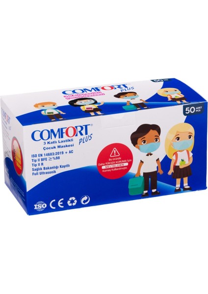 Comfort Plus 3 Katlı Cerrahi Full Ultrasonic Maske Çocuk Meltblown Lu