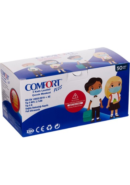Comfort Plus 3 Katlı Cerrahi Full Ultrasonic Maske Çocuk Meltblown Lu fırsatları
