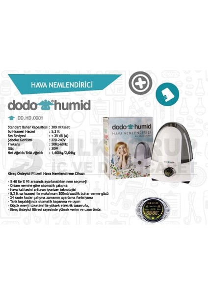 Dodo Humid Oda/hava Nemlendirici Su Hazneli Soğuk Buharlı fiyatları