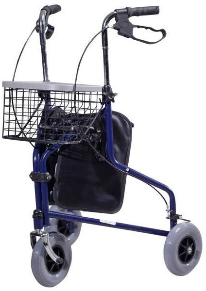 3 Tekerlekli Çantalı Frenli Walker Yürüteç